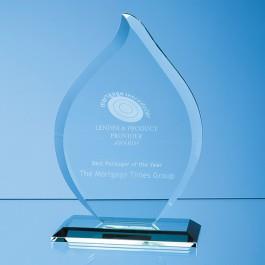 16cm x 12mm Jade Glass Flame Award Crystal Galleries